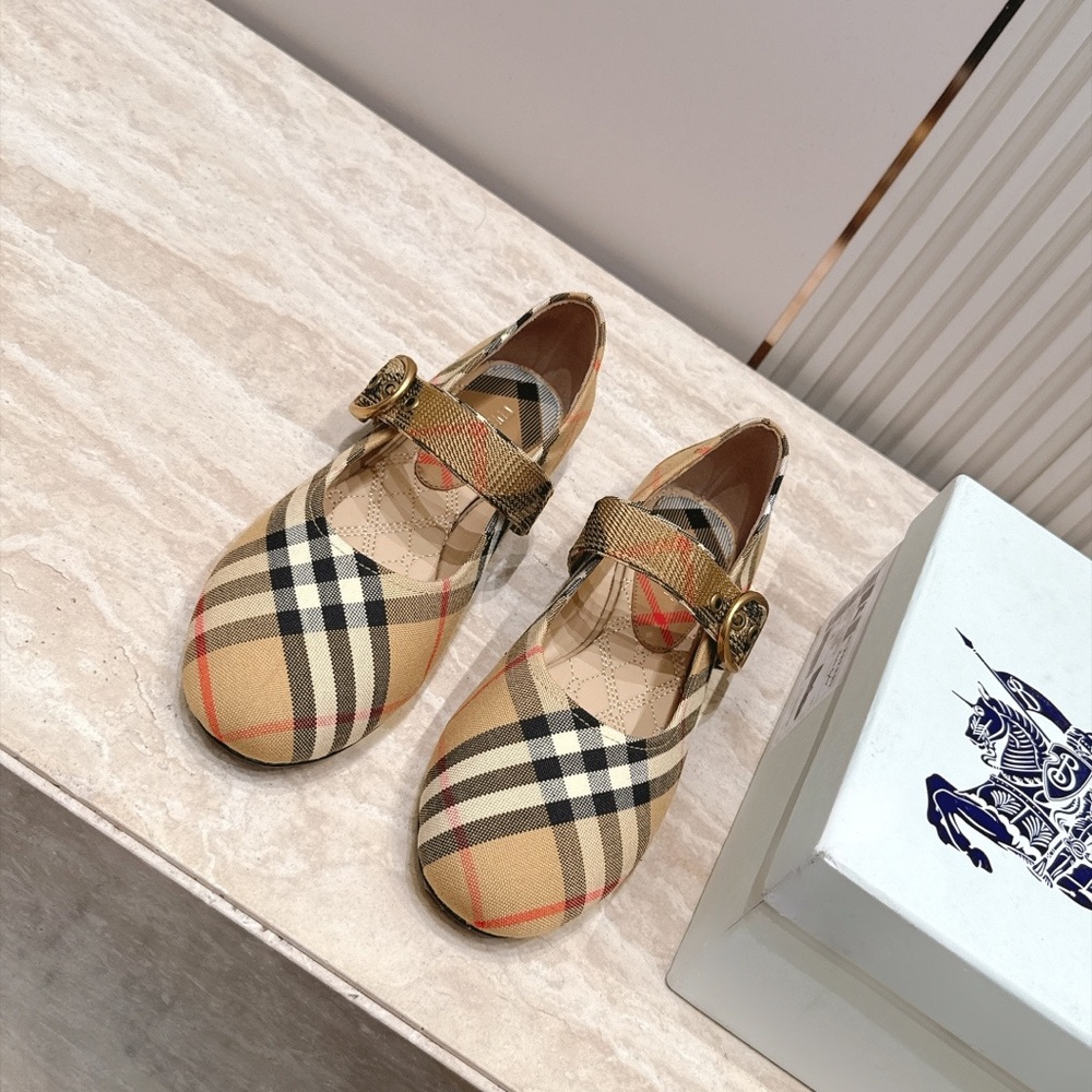 Burberry Beige Plaid Mary Jane Shoes - Women's